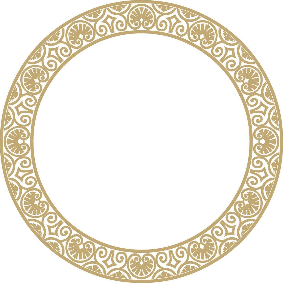 gold round classic renaissance ornament. Circle, ring european border, frame vector