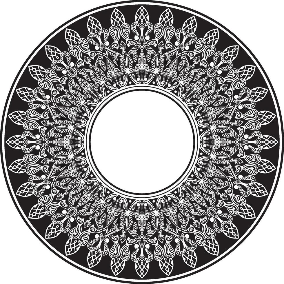 monochrome round oriental ornament. Arabic patterned circle of Iran, Iraq, Turkey, Syria. Persian frame vector