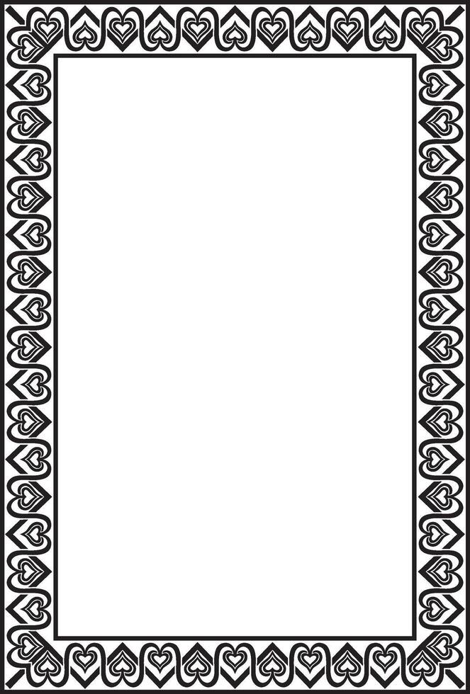 square european black monochrome ornament. Rectangular pattern, circle, ring of the Middle Ages. Revival border. Decorations of palaces and churches. vector