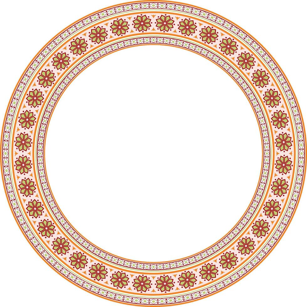 round colored ancient Russian ornament. Slavic border, frame. Circle, ring. Painting of the royal chambers vector