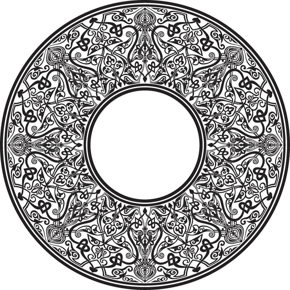 monochrome round oriental ornament. Arabic patterned circle of Iran, Iraq, Turkey, Syria vector