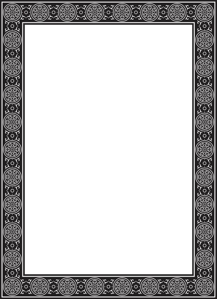 square black monochrome ancient Russian ornament. Slavic rectangle, border, frame. Painting of the royal vector