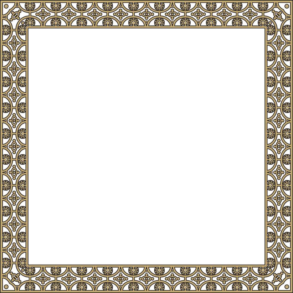 square gold with black border, frame, Pompeii. Rectangle Neopolitan ornament. Art of Ancient Rome vector