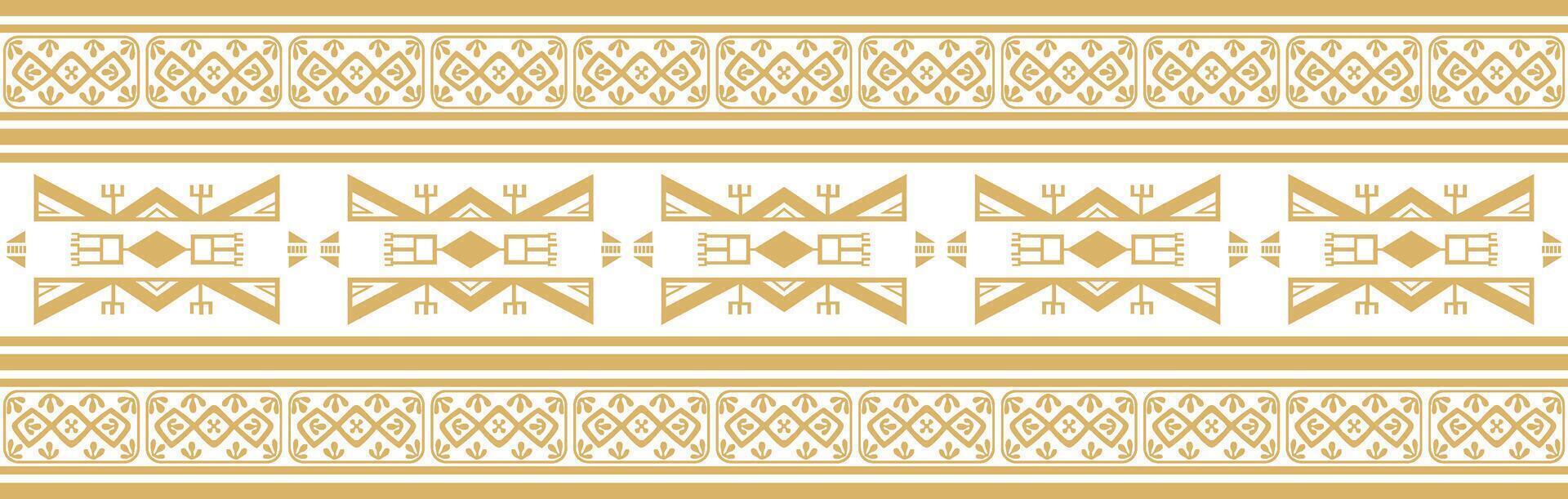 Native American gold seamless pattern. Endless Aztec, Maya, Inca ornament. Drawing for border and frame vector