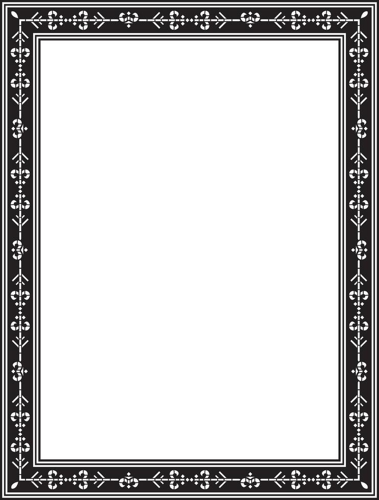 monochrome black square Yakut ornament. An endless rectangular border, a frame of the northern of the Far East vector
