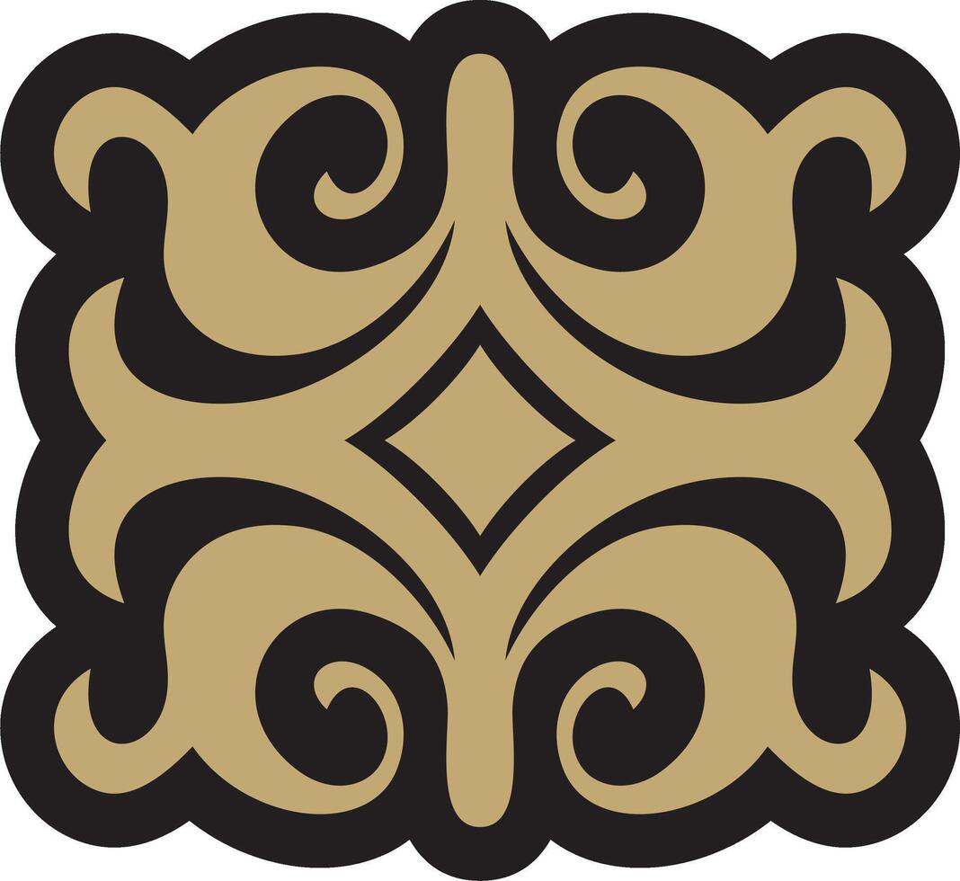 golden and black Kazakh national ornament. Ethnic pattern of the peoples of the Great Steppe, vector