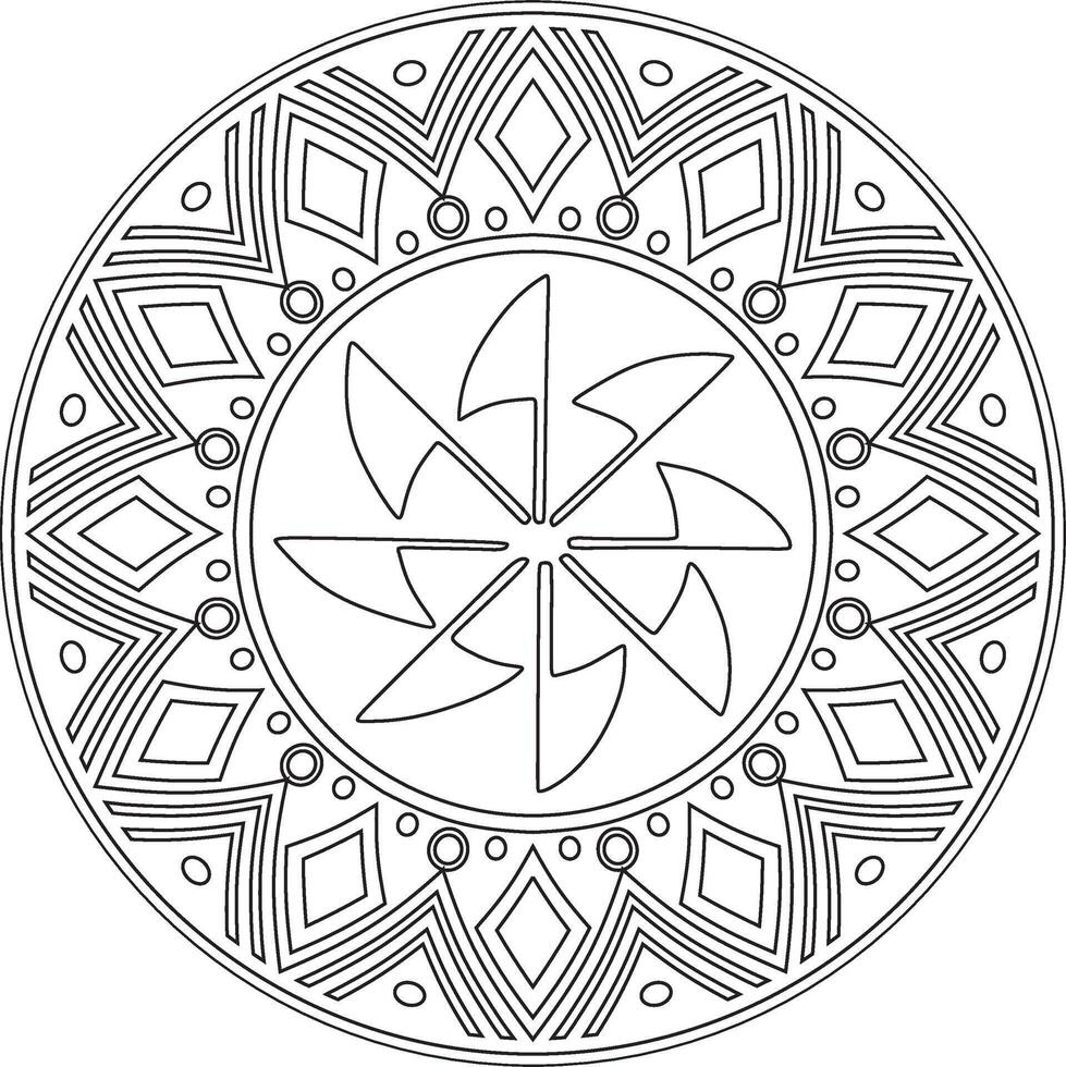 Native American round contour pattern. Geometric shapes in a circle. National ornament of the peoples of America, Maya, Aztecs, Incas vector