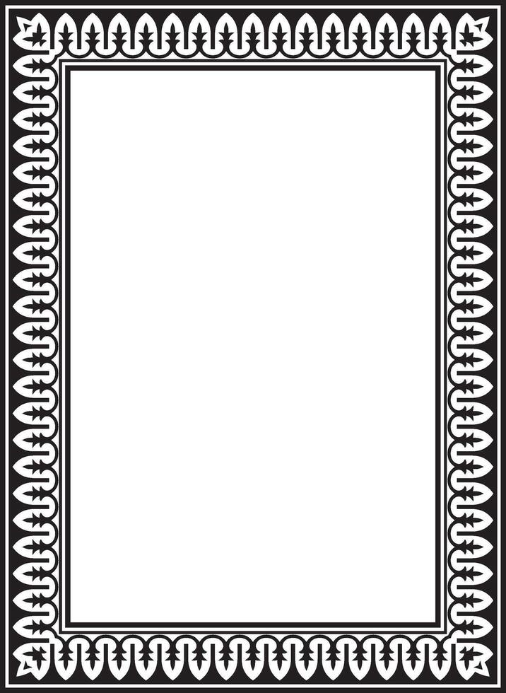 square monochrome black national Persian ornament. Rectangle, frame, border, ethnic pattern of the peoples of Iran, Tajikistan vector