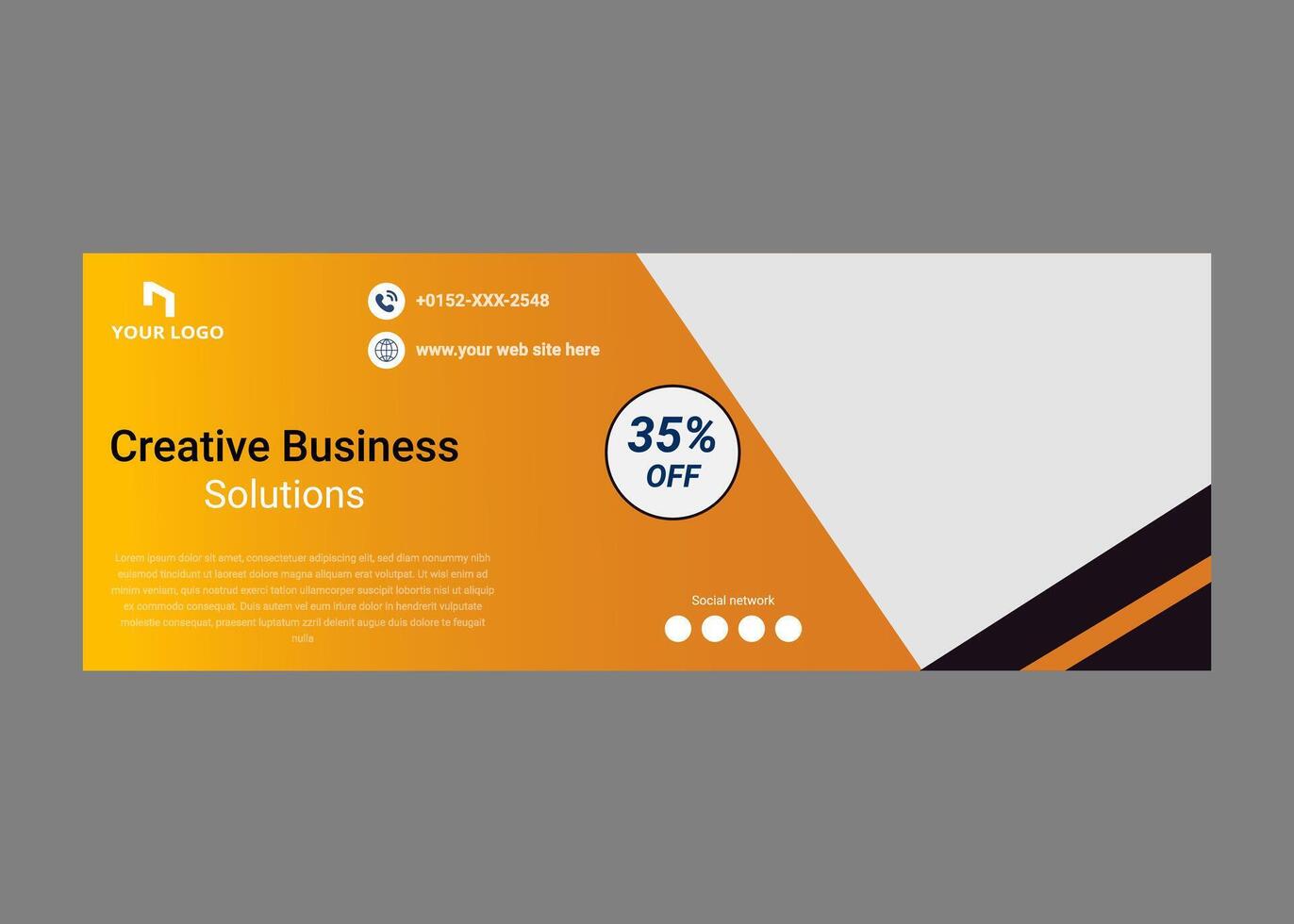 creative business solutions banner template, Yellow and white banner design vector
