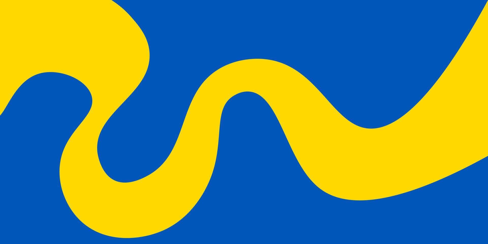Abstract modern yellow wavy curve on blue background. Colors of the Ukrainian flag. illustration. vector