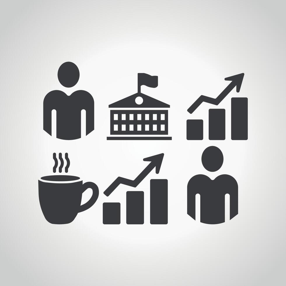 Modern Gray Business Growth Icons Colection Set vector