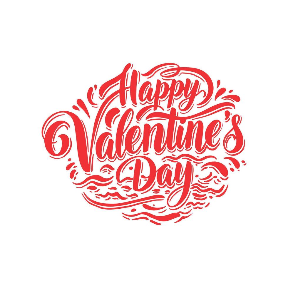 Happy Red Valentines Day Calligraphy vector