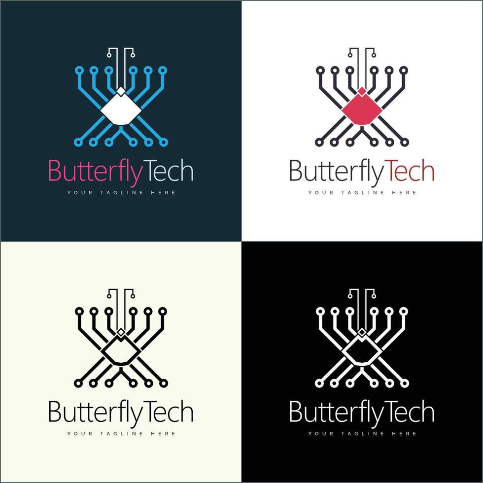 Butterfly Data board Integrated Circuit microchip CPU ai smart chip logo set design template vector
