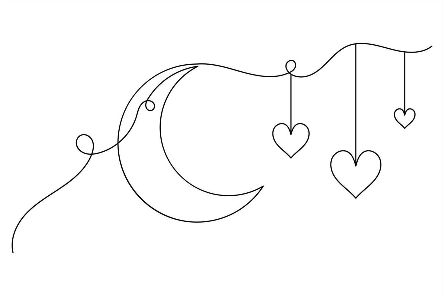 Islamic icon one line drawing of isolated vector