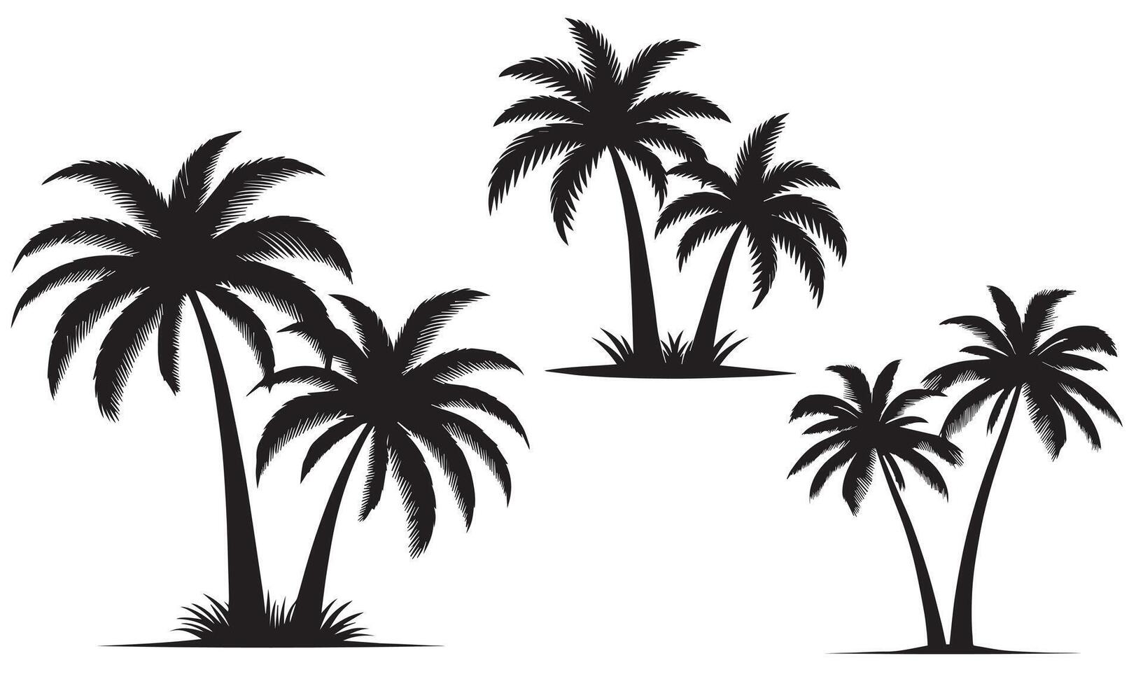 Two Palm Trees Silhouette Tropical Nature Design vector