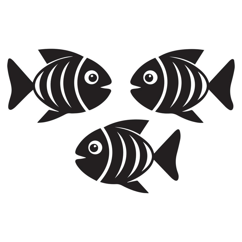 Minimalist Fish Sketches in a Flat Perspective vector