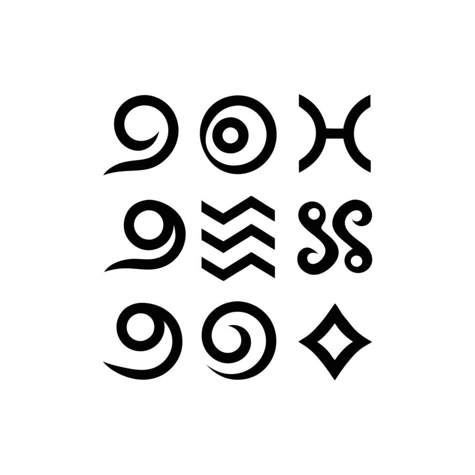 Abstract Spiral Swirl Symbols Zodiac, Nature, Design Elements vector