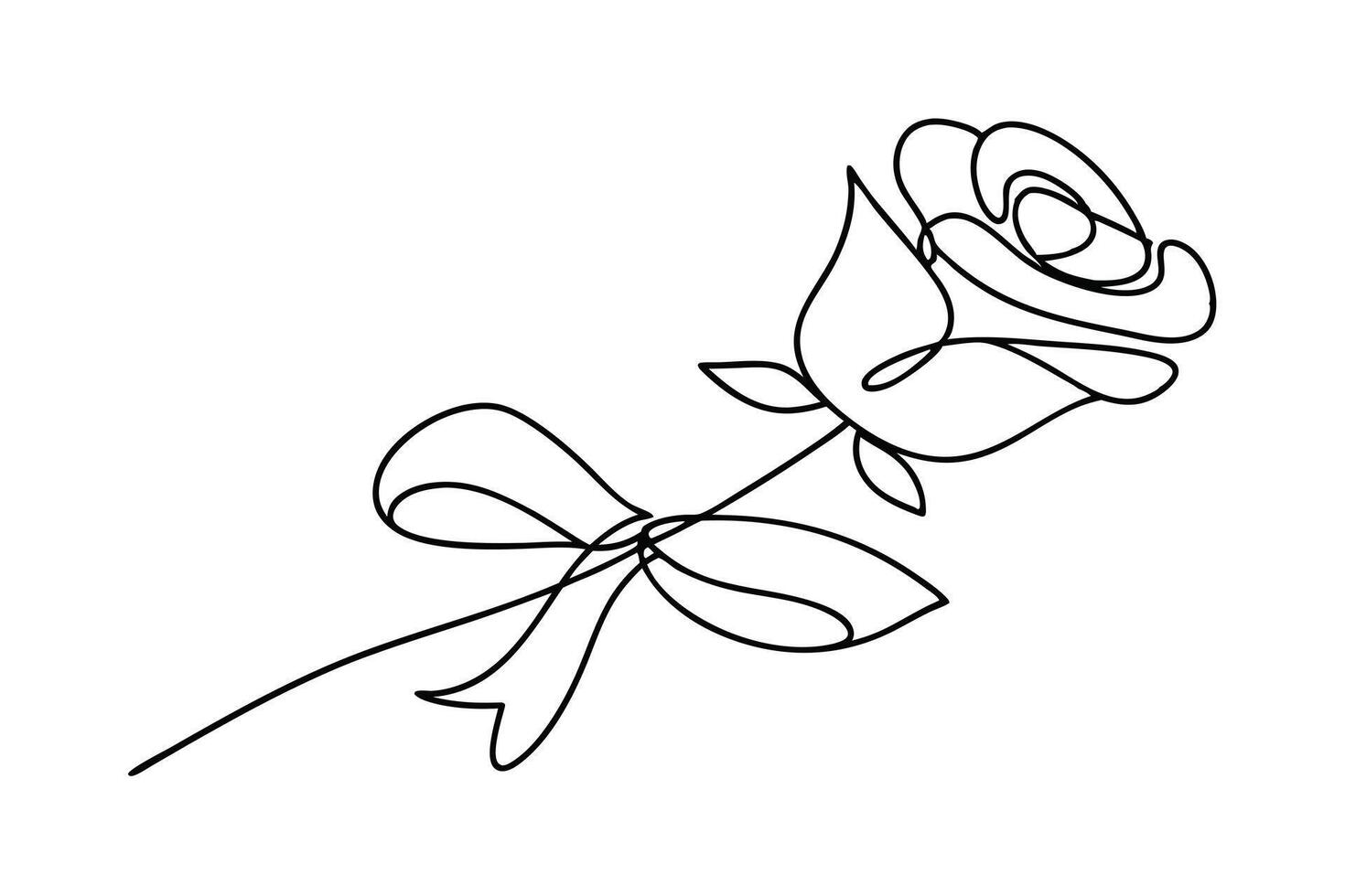 Single Line Rose Drawing, Elegant Floral Art, Simple Minimalist Design vector