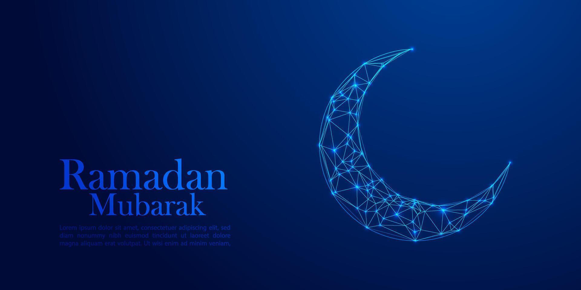 Ramadan mubarak greeting card with crescent and stars vector