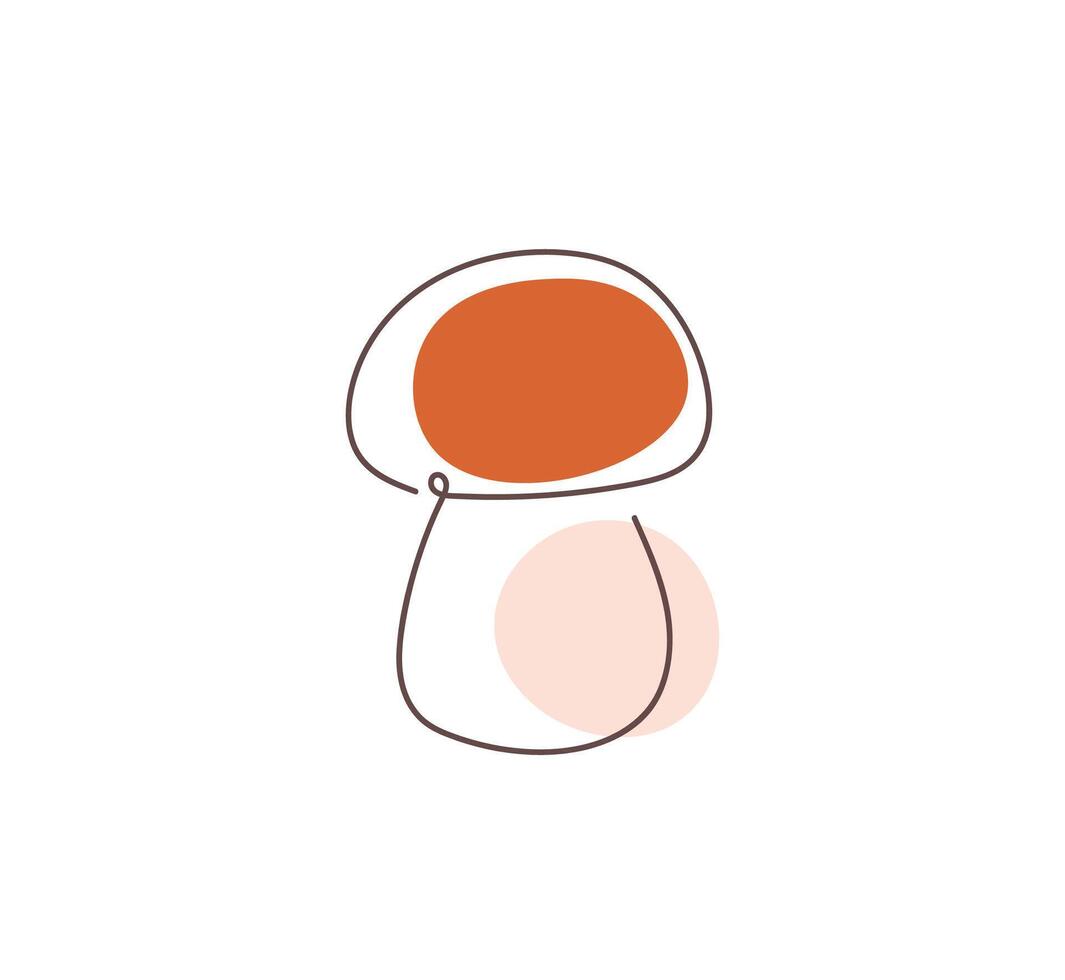 Mushroom in one continuous line drawing style. Isolated on white background. Fall or autumn mushroom icon vector