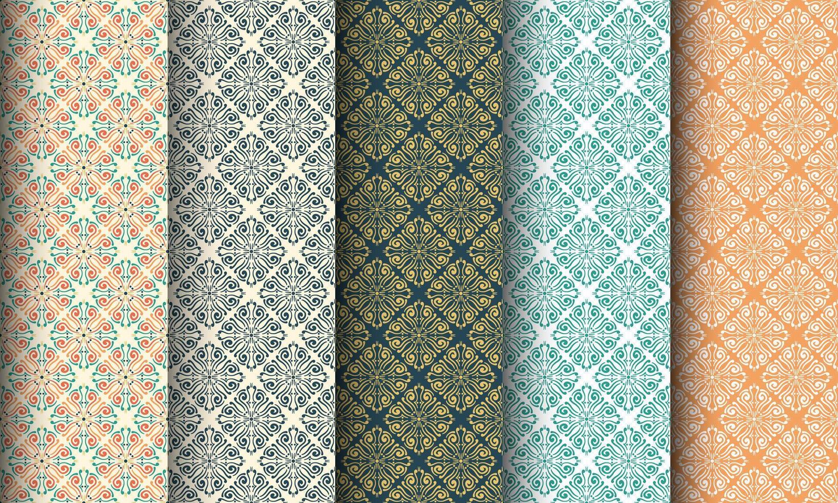Seamless patterns with hand drawn ornaments set. vector