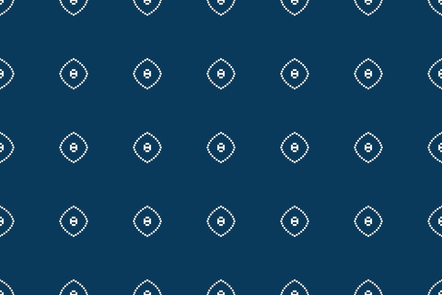 Fabric with blue color background motif blue ethnic pattern decoration pattern cross stitch. vector