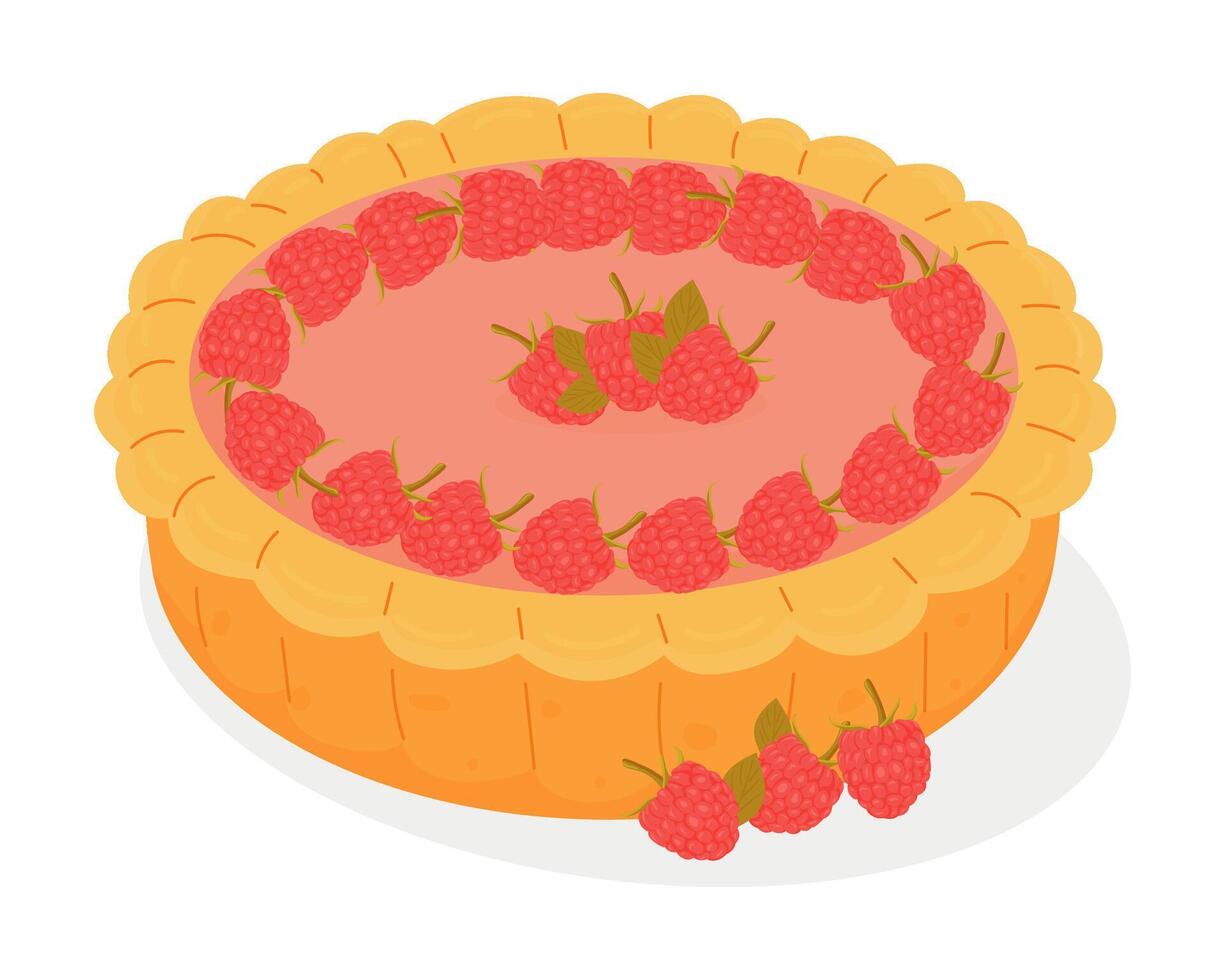 a whole sweet raspberry cake. illustration vector
