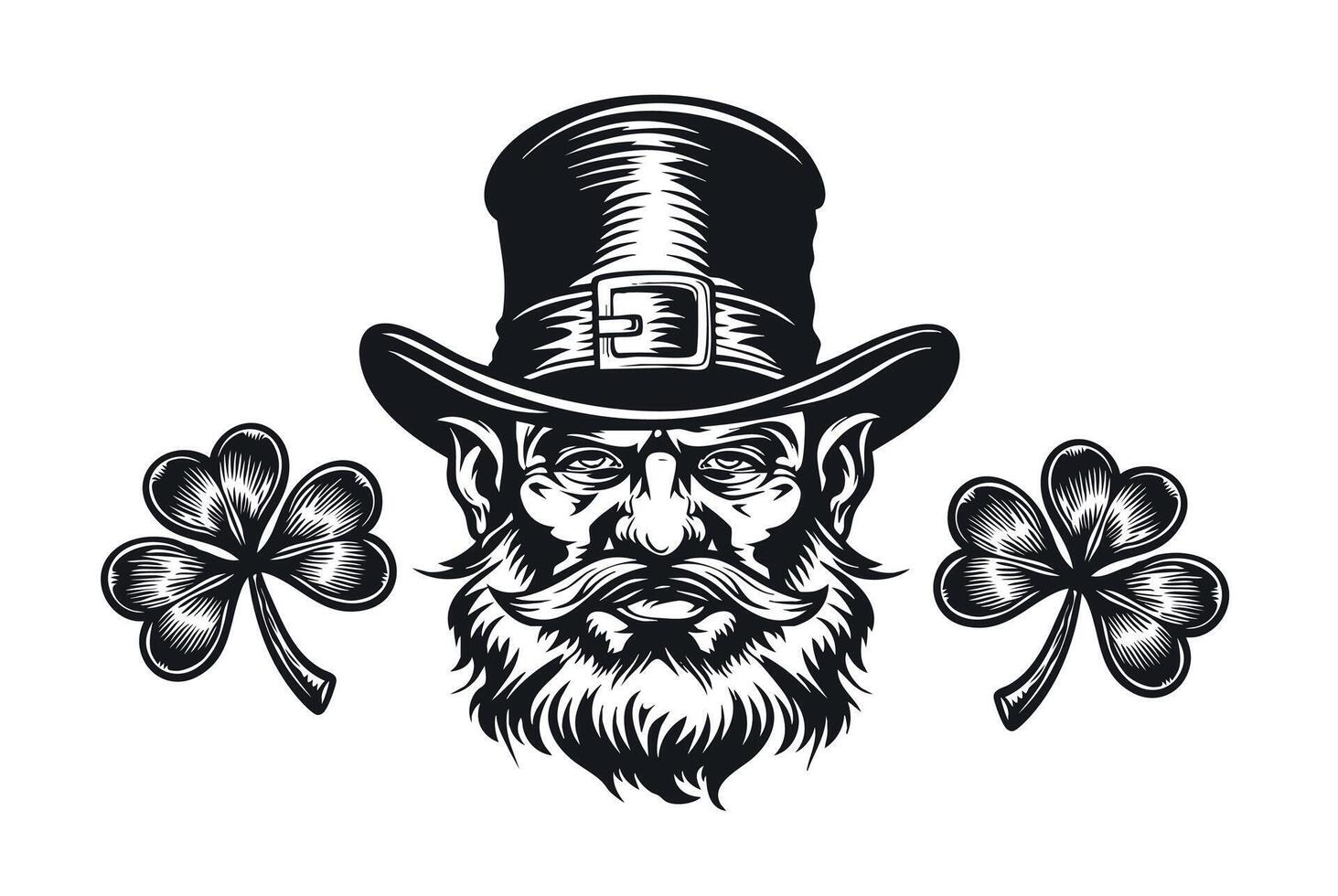 Leprechaun. illustration of a sketch St Patrick day. Angry person vector