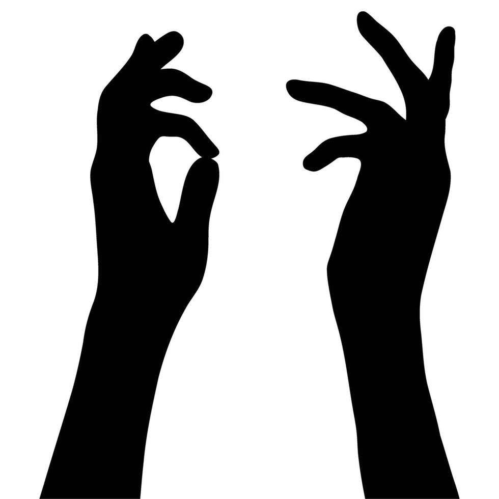 Two hands reaching, elegant silhouette. vector