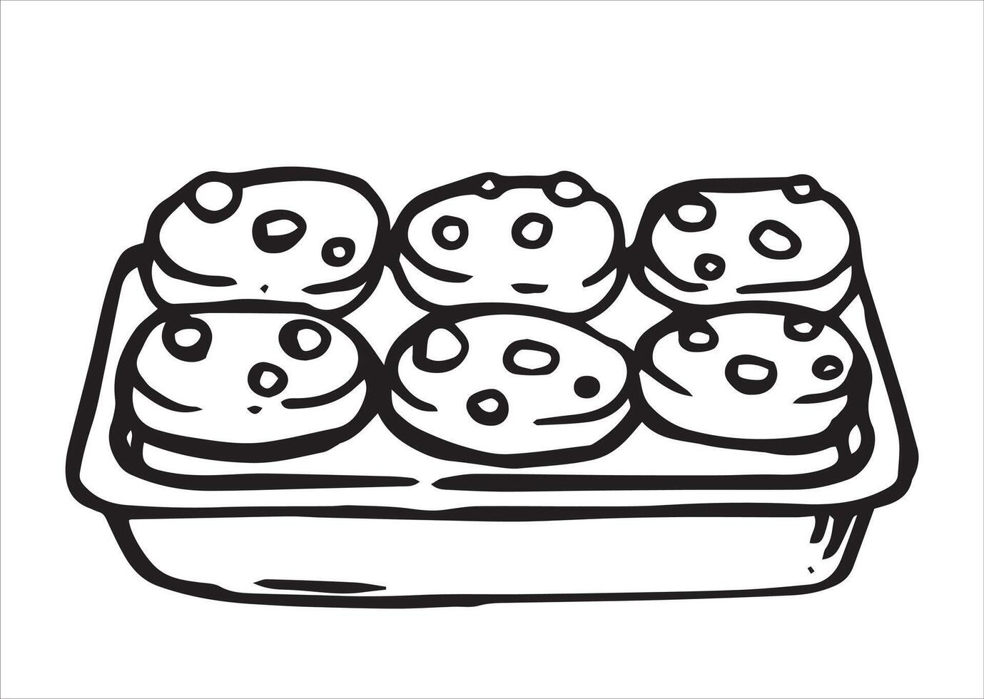 illustration in doodle style. baking tray with homemade cookies vector