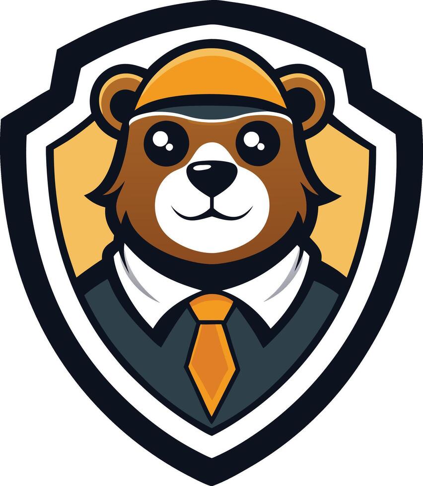 Roaring Bear Head Shield vector