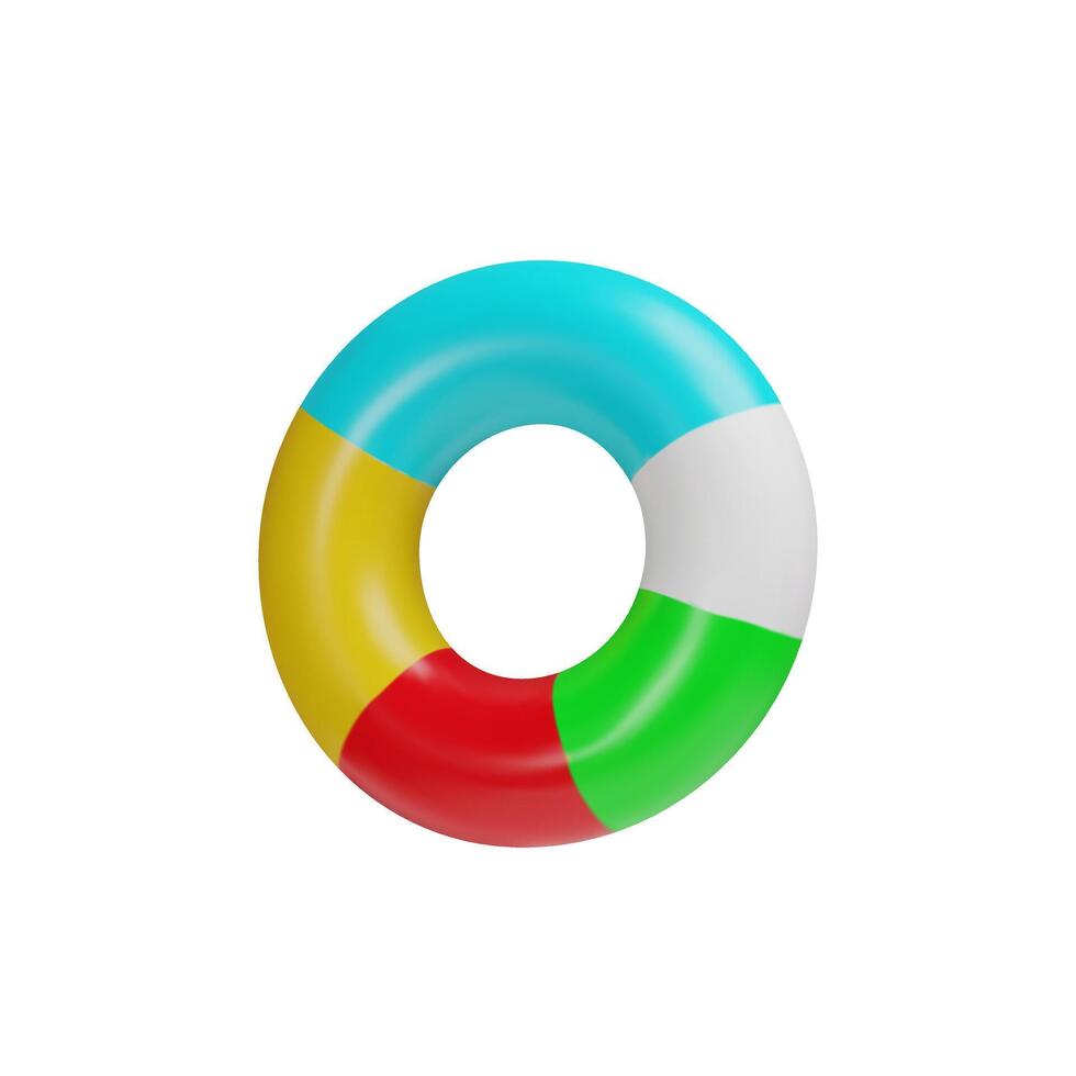 3d render colorful swim ring. Inflatable three-dimensional illustration of summer swimming pool. Fun vacation. Bright holiday plastic outdoor activity. Playful beach resort vector