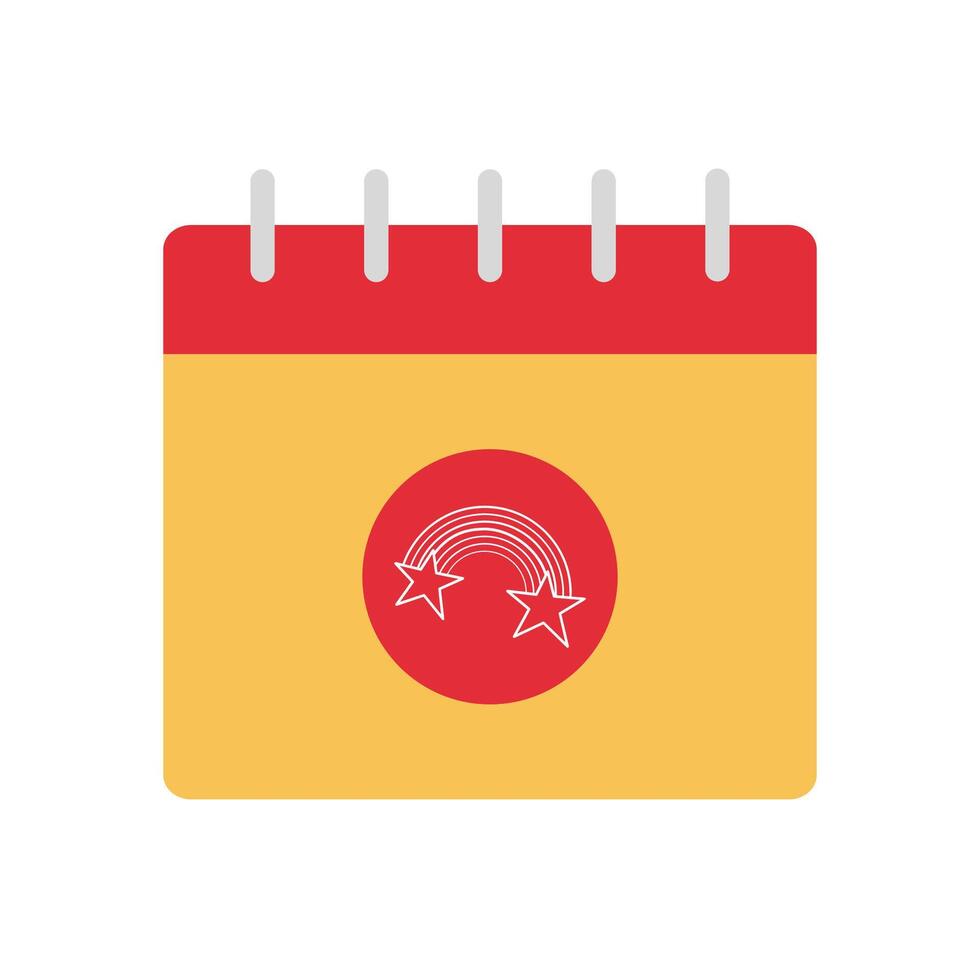 Line star Rainbow with calendar flat icon design vector
