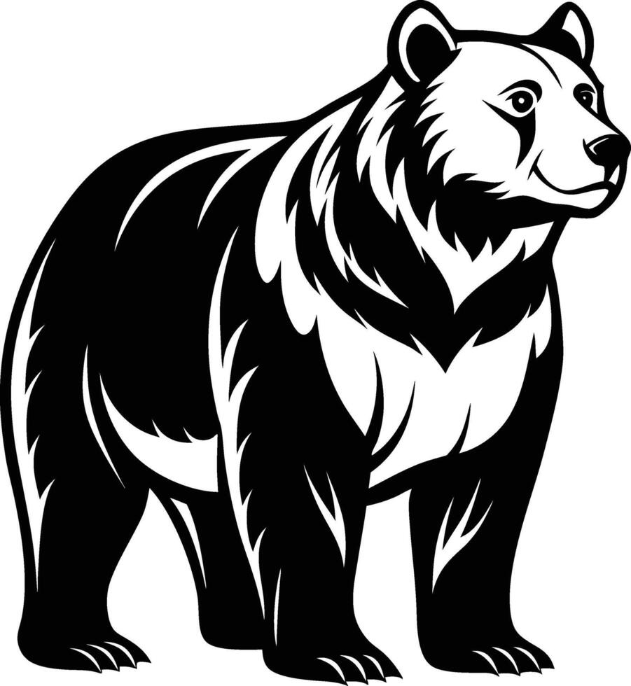 Fierce Bear Symbol in Black and White vector