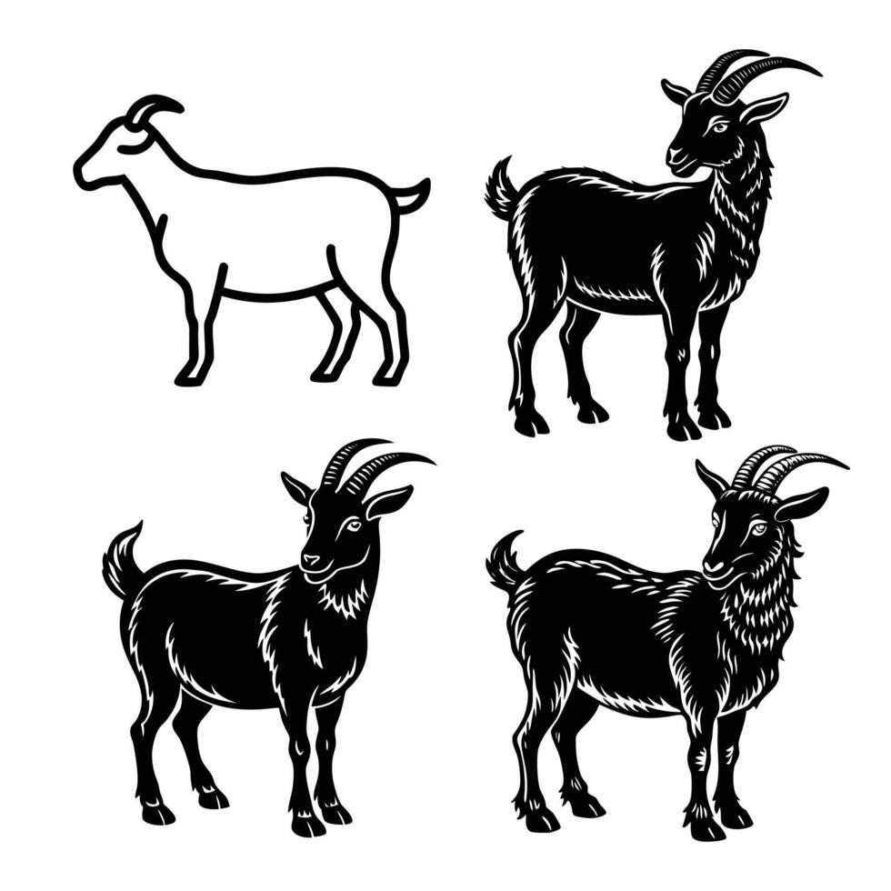 Goat or Sheep Silhouette Clipart vector