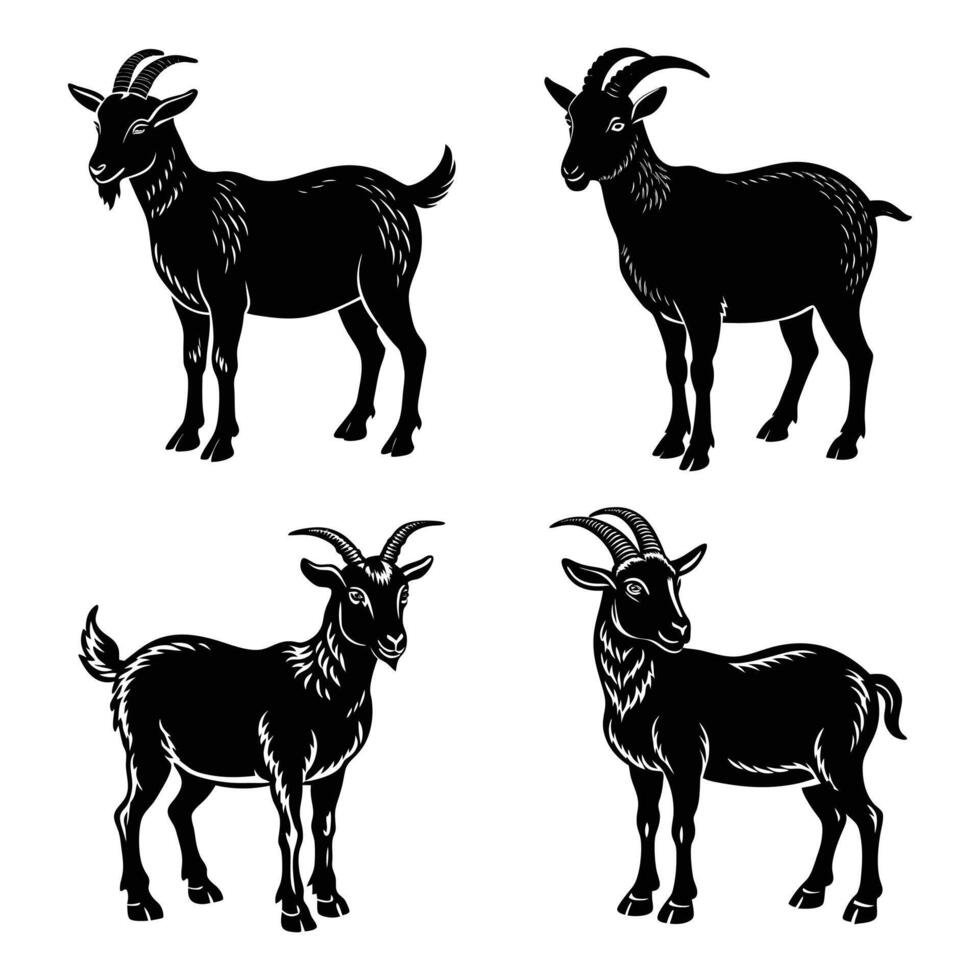 Black Silhouette of Goat or Sheep vector