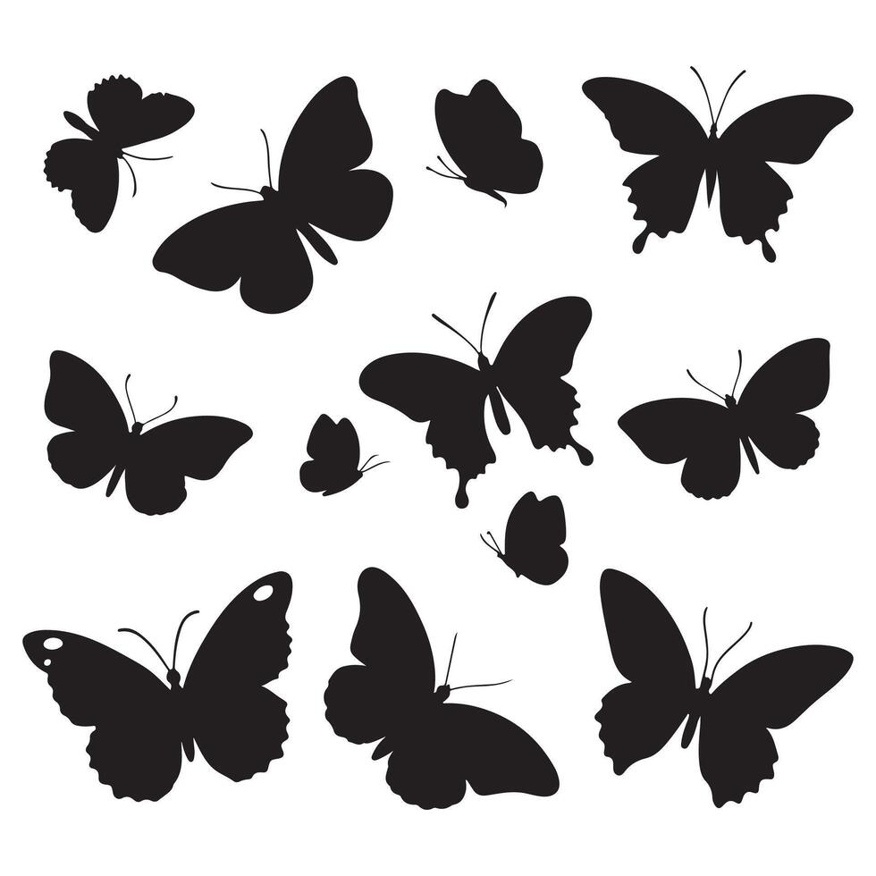 Flying butterflies silhouette vector