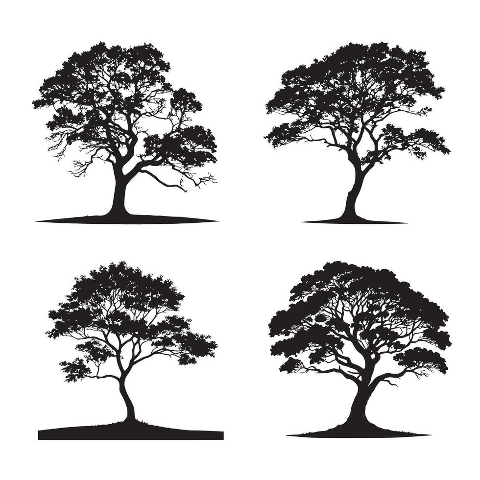 set of trees silhouettes clipart vector