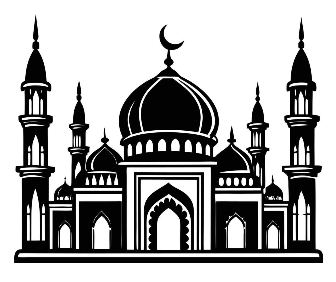 Minimalist Islamic Mosque Silhouette vector
