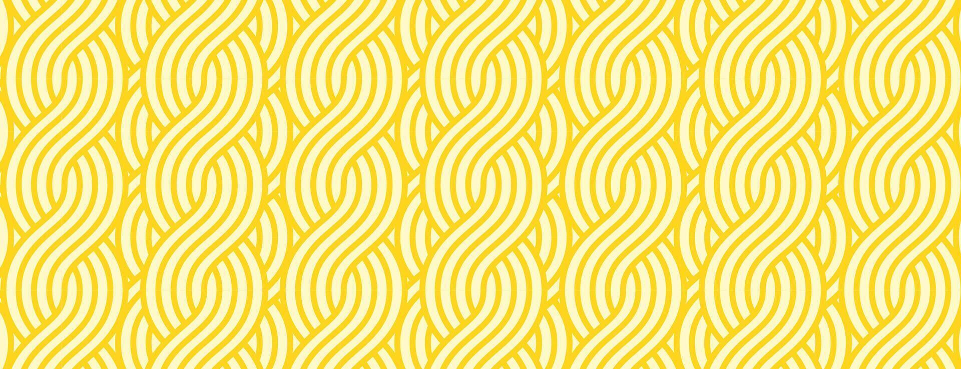Pasta background, ramen noodle yellow and white seamless wave pattern. Oriental asian food, spaghetti texture with geometric wavy lines. Poster with abstract italian meal ornaments vector