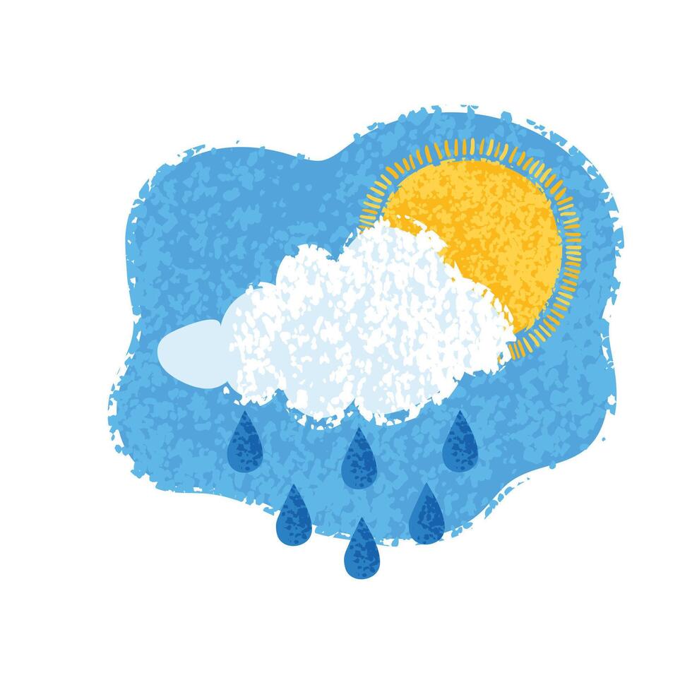 Colorful Illustration of Rain with the Sun Isolated on White Background vector