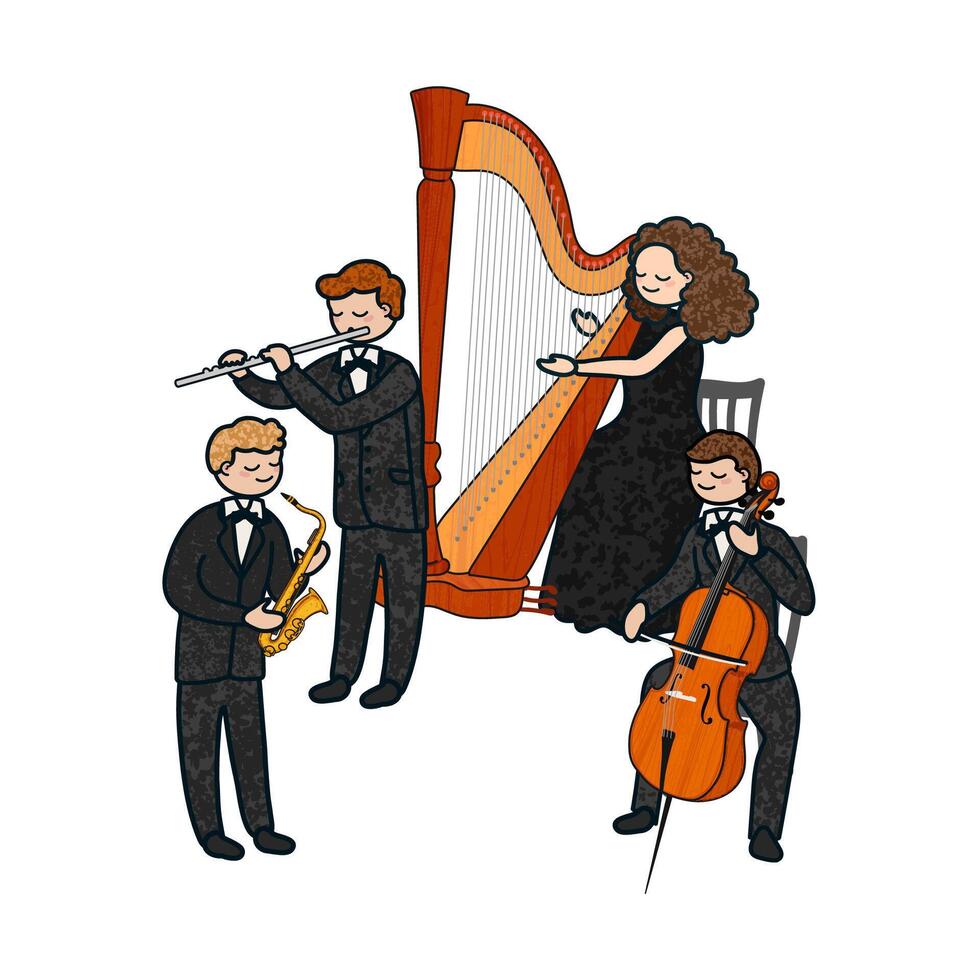Colorful Illustration Musical Quartet Isolated on White Background vector