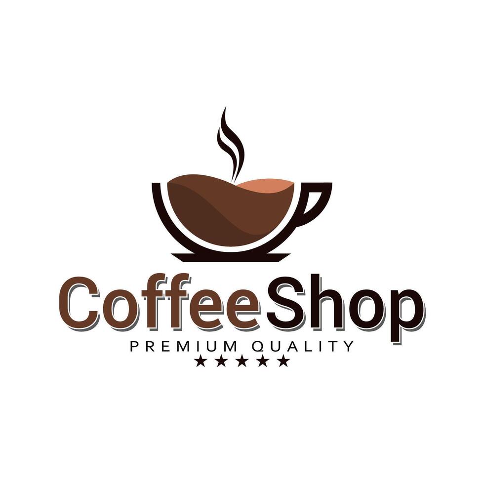 Coffee shop logo Coffee cup and abstract smoke logo design vector