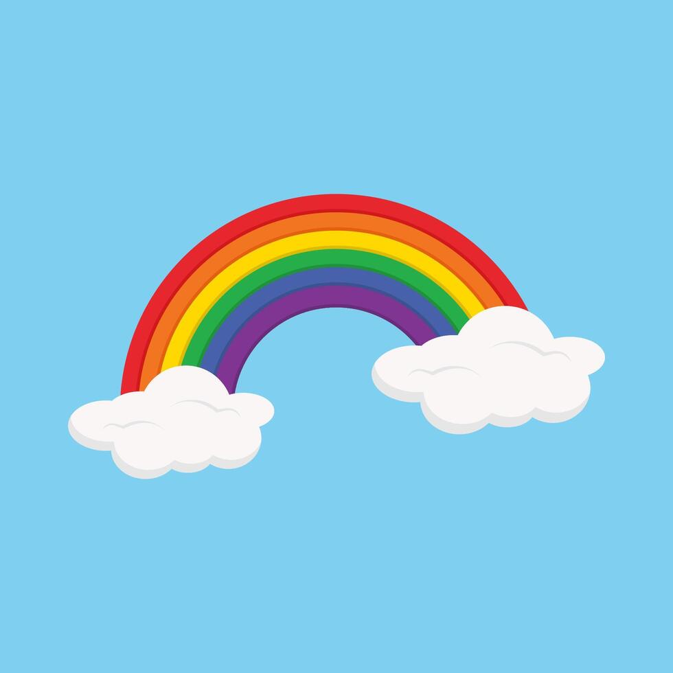 Beautiful cartoon rainbow with clouds vector