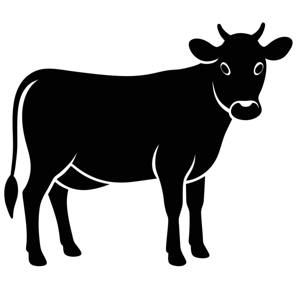 Charming Cute Cow Silhouette Icon for Farm Design and Agriculture Projects vector