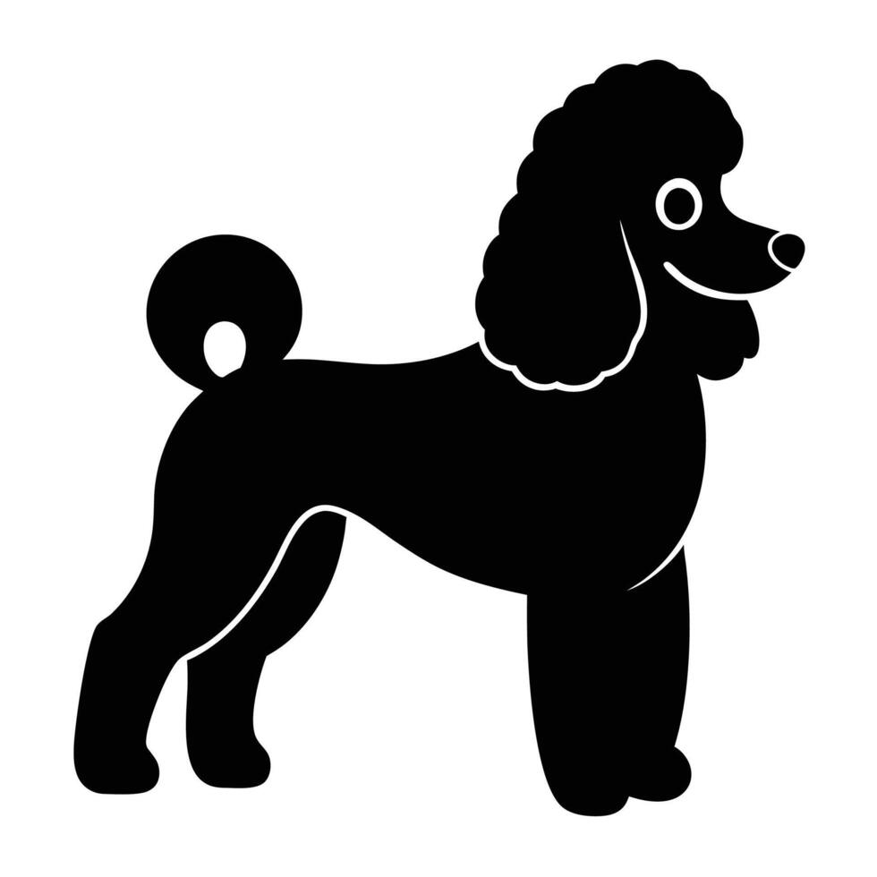Graphic Art silhouette of a poodle dog for logo, pet branding or graphic design vector