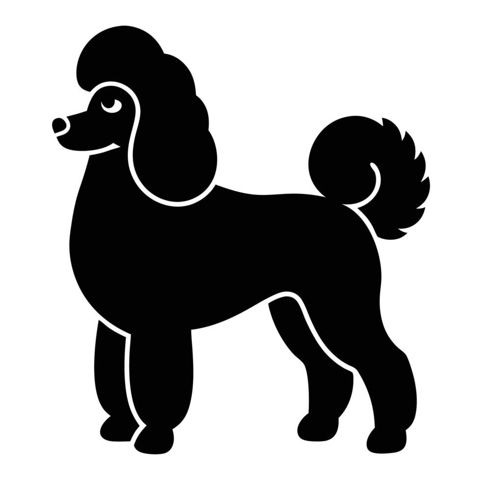 Elegant poodle dog silhouette icon for creative logos, designs, and branding vector