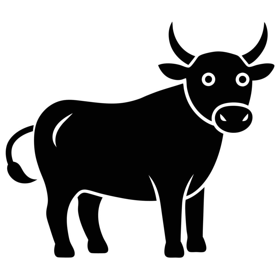 Adorable Cute Ox Silhouette Icon for Fun Farm and Animal Designs vector