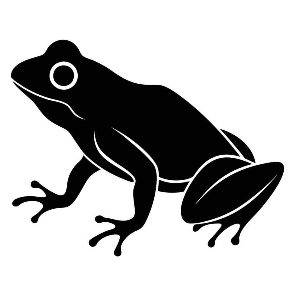 Stylized Frog Silhouette Icon, Minimalist Black and White Design vector