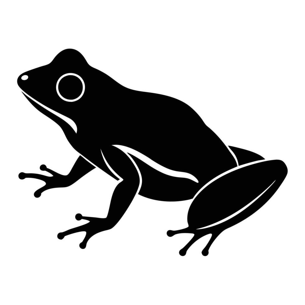 Abstract Black and White Frog Silhouette Icon, Graphic Art Illustration vector
